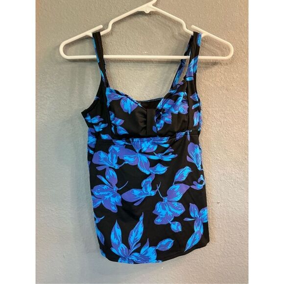 Lands End Swimsuit Top Size 2 Blue with Underwire Tankini - Picture 1 of 4